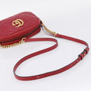GUCCI GG Marmont Shoulder Bag Leather Red Gold 447632 Auth ka6415-7