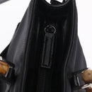 GUCCI Bamboo Hand Bag Nylon 2way Black Silver 001 2855 1875 5 Auth ka6416-18