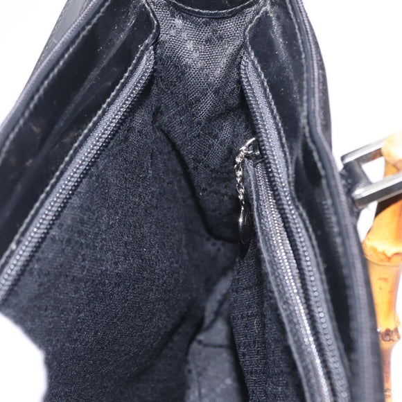 GUCCI Bamboo Hand Bag Nylon 2way Black Silver 001 2855 1875 5 Auth ka6416