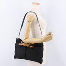 GUCCI Bamboo Hand Bag Nylon 2way Black Silver 001 2855 1875 5 Auth ka6416-27