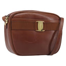 Salvatore Ferragamo Vala Shoulder Bag Leather Gold Brown Auth ka6418-1