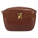 Salvatore Ferragamo Vala Shoulder Bag Leather Gold Brown Auth ka6418-13