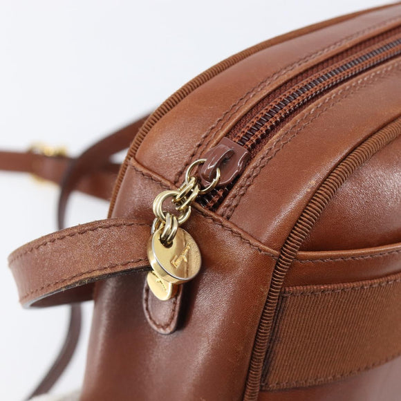Salvatore Ferragamo Vala Shoulder Bag Leather Gold Brown Auth ka6418