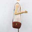 Salvatore Ferragamo Vala Shoulder Bag Leather Gold Brown Auth ka6418-29