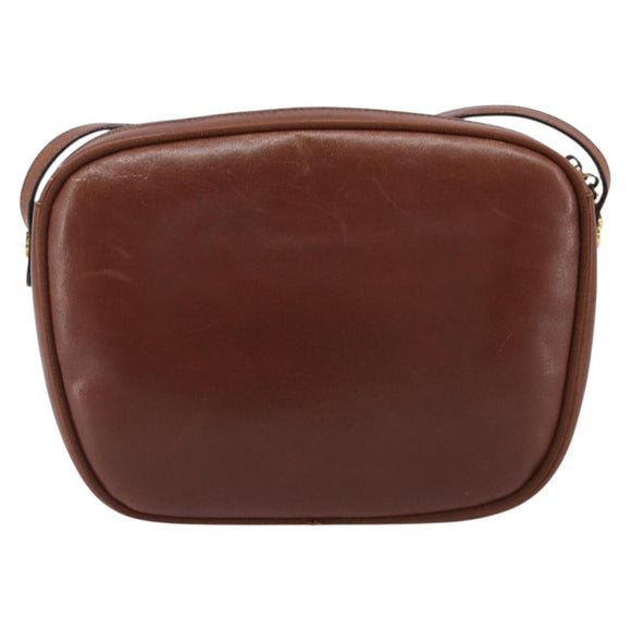 Salvatore Ferragamo Vala Shoulder Bag Leather Gold Brown Auth ka6418