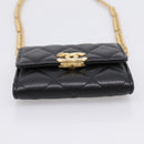 CHANEL Matelasse Chain Shoulder Card Case Caviar Skin Black Gold CC Auth ka6420V-10