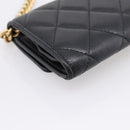 CHANEL Matelasse Chain Shoulder Card Case Caviar Skin Black Gold CC Auth ka6420V-14