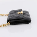 CHANEL Matelasse Chain Shoulder Card Case Caviar Skin Black Gold CC Auth ka6420V-4