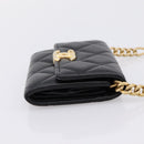 CHANEL Matelasse Chain Shoulder Card Case Caviar Skin Black Gold CC Auth ka6420V-5