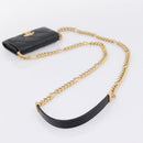 CHANEL Matelasse Chain Shoulder Card Case Caviar Skin Black Gold CC Auth ka6420V-7