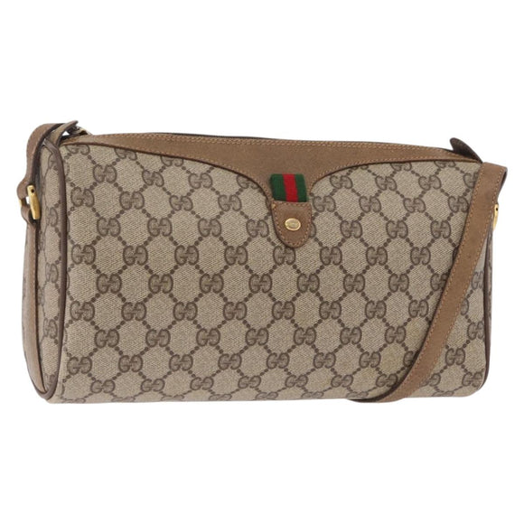 GUCCI GG Supreme Shoulder Bag PVC Beige Gold Tone 89 02 017 Auth ka6421