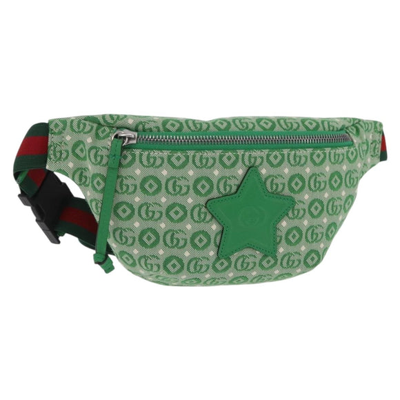 GUCCI Children's Web Sherry Line Waist Bag Canvas Green 502095 Auth ka6422V