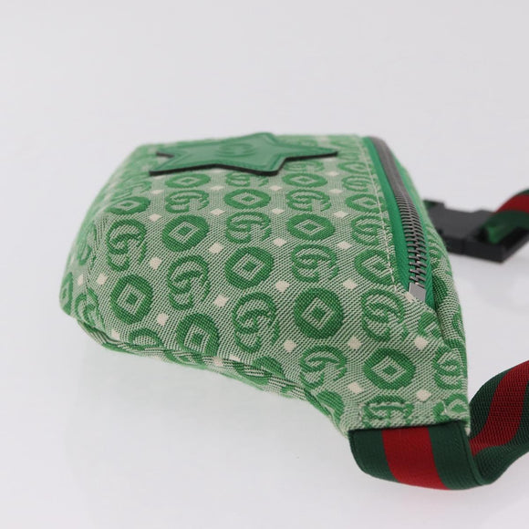 GUCCI Children's Web Sherry Line Waist Bag Canvas Green 502095 Auth ka6422V