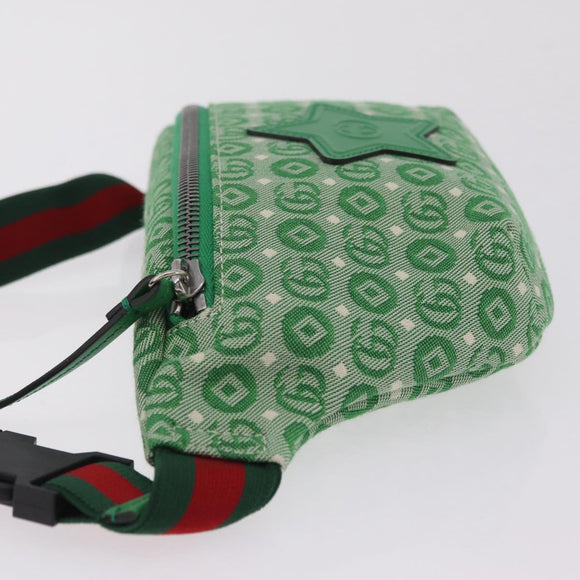 GUCCI Children's Web Sherry Line Waist Bag Canvas Green 502095 Auth ka6422V