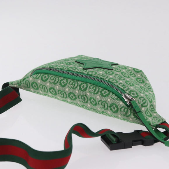 GUCCI Children's Web Sherry Line Waist Bag Canvas Green 502095 Auth ka6422V