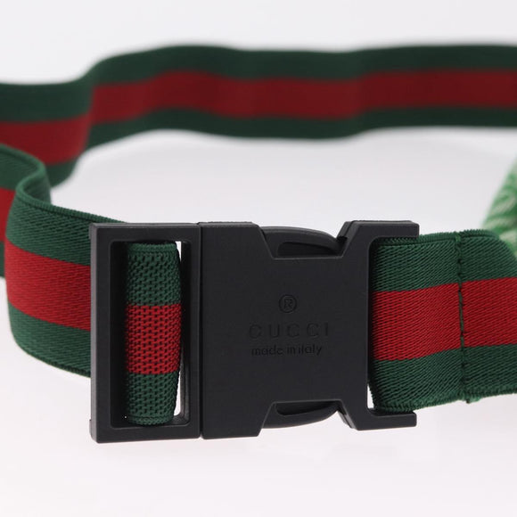 GUCCI Children's Web Sherry Line Waist Bag Canvas Green 502095 Auth ka6422V