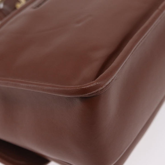 Miu Miu Matelasse Shoulder Bag Leather Brown Gold Tone Auth ka6427M