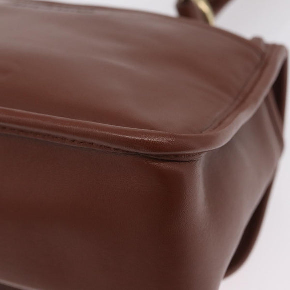 Miu Miu Matelasse Shoulder Bag Leather Brown Gold Tone Auth ka6427M