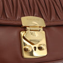 Miu Miu Matelasse Shoulder Bag Leather Brown Gold Tone Auth ka6427M-19