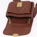 Miu Miu Matelasse Shoulder Bag Leather Brown Gold Tone Auth ka6427M-21