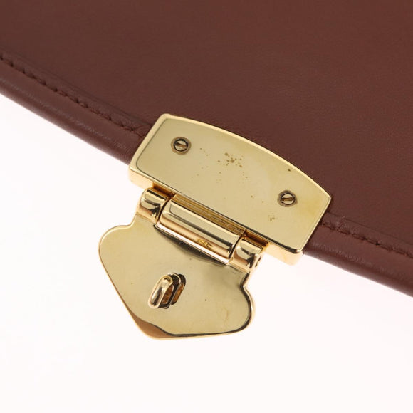Miu Miu Matelasse Shoulder Bag Leather Brown Gold Tone Auth ka6427M