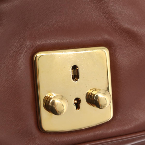 Miu Miu Matelasse Shoulder Bag Leather Brown Gold Tone Auth ka6427M
