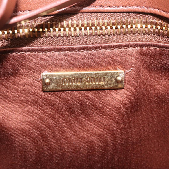Miu Miu Matelasse Shoulder Bag Leather Brown Gold Tone Auth ka6427M