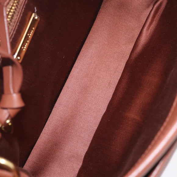 Miu Miu Matelasse Shoulder Bag Leather Brown Gold Tone Auth ka6427M