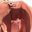 Miu Miu Matelasse Shoulder Bag Leather Brown Gold Tone Auth ka6427M-24
