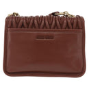 Miu Miu Matelasse Shoulder Bag Leather Brown Gold Tone Auth ka6427M-2