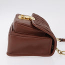 Miu Miu Matelasse Shoulder Bag Leather Brown Gold Tone Auth ka6427M-3