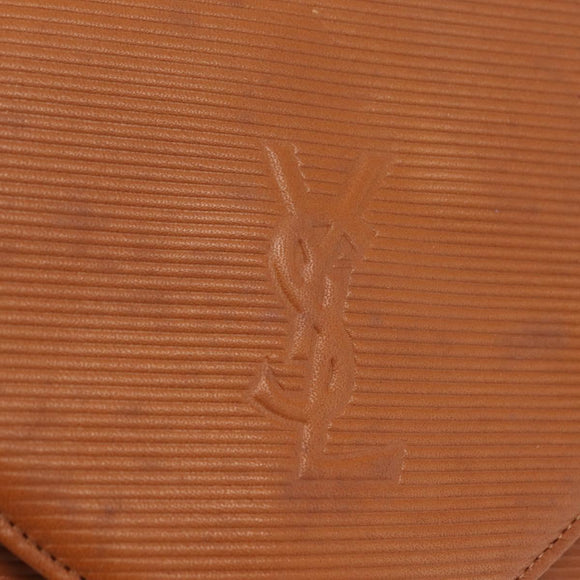 Saint Laurent Shoulder Bag Leather Brown Gold Tone Auth ka6428A