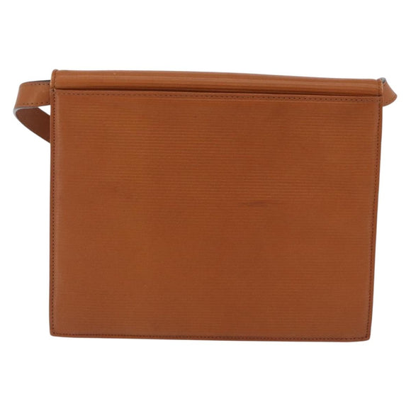 Saint Laurent Shoulder Bag Leather Brown Gold Tone Auth ka6428A