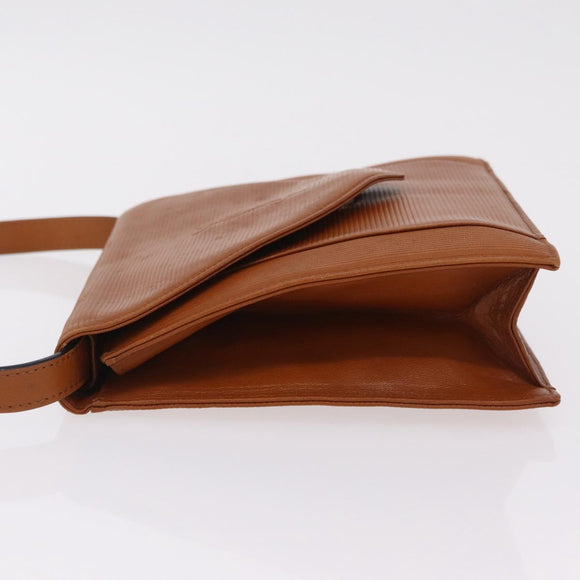 Saint Laurent Shoulder Bag Leather Brown Gold Tone Auth ka6428A
