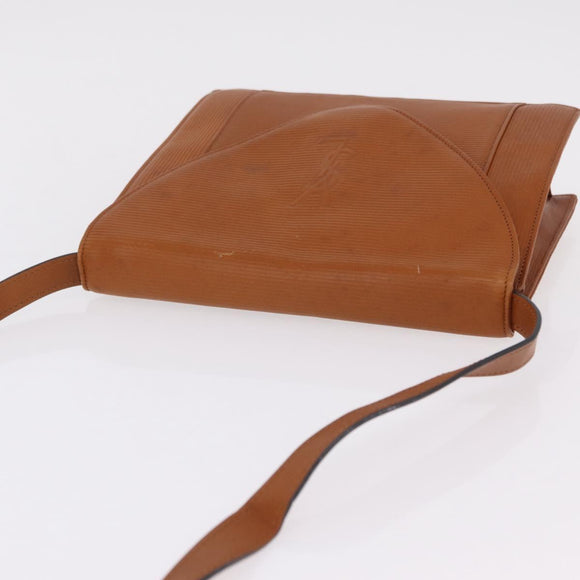 Saint Laurent Shoulder Bag Leather Brown Gold Tone Auth ka6428A