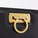 Salvatore Ferragamo Gancini Chain Shoulder Bag Leather Brown Gold Auth ka6429A-18