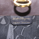 Salvatore Ferragamo Gancini Chain Shoulder Bag Leather Brown Gold Auth ka6429A-12