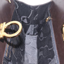 Salvatore Ferragamo Gancini Chain Shoulder Bag Leather Brown Gold Auth ka6429A-19