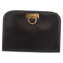 Salvatore Ferragamo Gancini Chain Shoulder Bag Leather Brown Gold Auth ka6429A-13