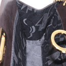 Salvatore Ferragamo Gancini Chain Shoulder Bag Leather Brown Gold Auth ka6429A-20