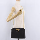 Salvatore Ferragamo Gancini Chain Shoulder Bag Leather Brown Gold Auth ka6429A-23
