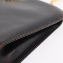 Salvatore Ferragamo Gancini Chain Shoulder Bag Leather Brown Gold Auth ka6429A-4