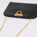 Salvatore Ferragamo Gancini Chain Shoulder Bag Leather Brown Gold Auth ka6429A-7
