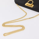 Salvatore Ferragamo Gancini Chain Shoulder Bag Leather Brown Gold Auth ka6429A-8