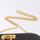 Salvatore Ferragamo Gancini Chain Shoulder Bag Leather Brown Gold Auth ka6429A-14