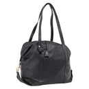 LOEWE Shoulder Bag Leather Black Gold Tone Auth ka6432V-1