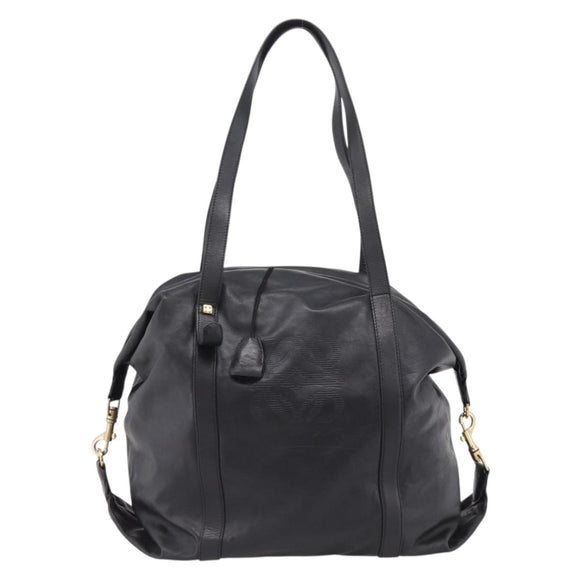 LOEWE Shoulder Bag Leather Black Gold Tone Auth ka6432V