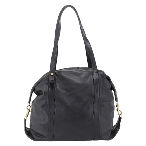 LOEWE Shoulder Bag Leather Black Gold Tone Auth ka6432V