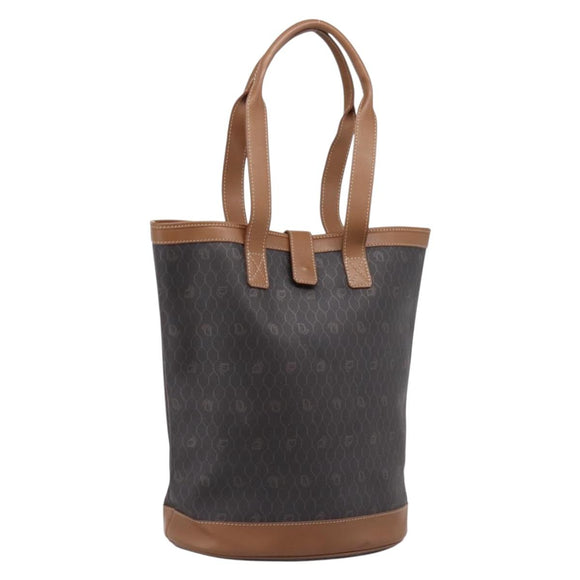 Christian Dior Honeycomb Tote Bag PVC Black Brown Auth ka6433A