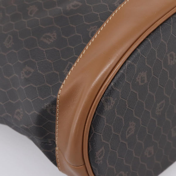 Christian Dior Honeycomb Tote Bag PVC Black Brown Auth ka6433A